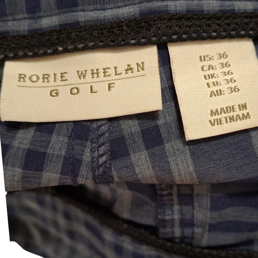 Rorie Whelan Golf Mens Blue‎ Plaid Flat Front Performance Golf Shorts Size 36